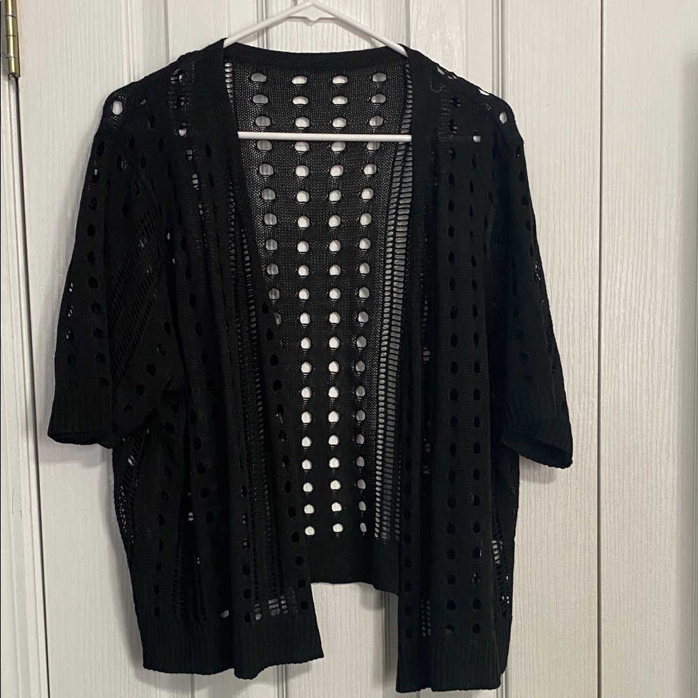 Black Open-Knit Women's Shrug Sweater